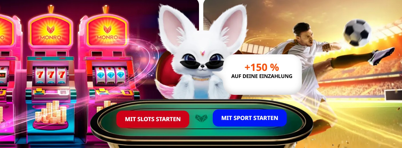Monro Casino Schweiz - 150% Willkommensbonus + 100 Freispiele